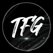 a black and white logo with the word tfg in a circle