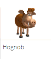 a picture of a cartoon pig with the word hognob written below it