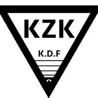 a black and white logo that says kzk k.d.f on it