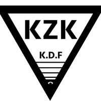 a black and white logo that says kzk k.d.f on it