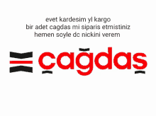 a black and red logo for caddas with a foreign language caption