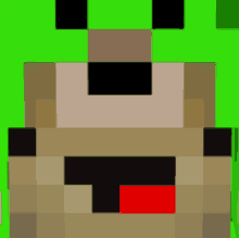 a minecraft character with a green background and a red tongue sticking out