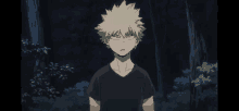 katsuki from my hero academia is standing in the woods