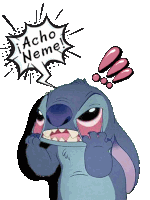 a drawing of stitch with a speech bubble that says " acho neme "