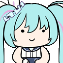 a cartoon drawing of a girl with blue hair and pigtails holding a sword .