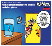 a cartoon of a man talking to a dog with the words " no filtran quimicos ni otro material "