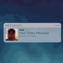 a notification on a phone that says ma new video message unlock for more