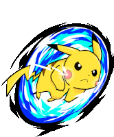 a pikachu is surrounded by a blue swirl