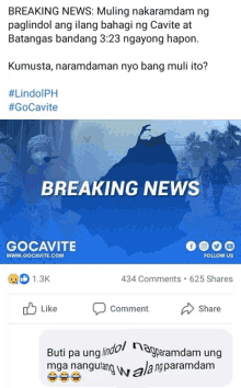 a screenshot of a facebook page that says ' breaking news ' on it