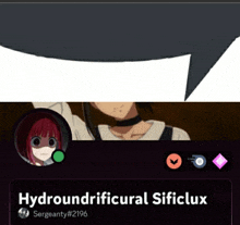 a picture of a girl with a speech bubble and the name hydroundrificural sificlux