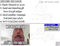 a screenshot of a discord hack and a picture of a man with a surprised face