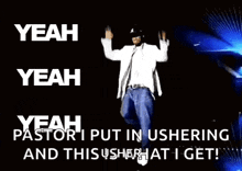 a man in a white jacket is dancing on a stage .