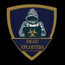 a logo for dead xploiters with a man in a hoodie