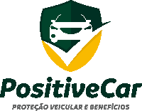 a logo for positive car with a check mark and a car on it