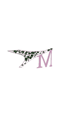 the letter m is surrounded by ivy leaves