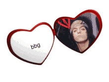 a picture of a man in a bandana is in a heart shaped frame with the word bbg on it