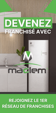 an advertisement for a company called maclem shows a kitchen