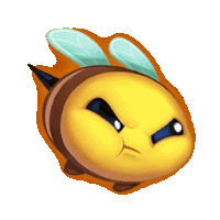 a cartoon bee with a very angry expression on its face