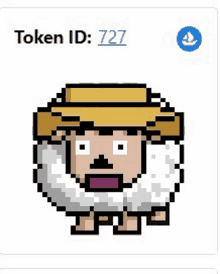 a pixel art of a sheep wearing a hat and a beard .