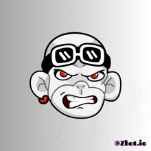 a cartoon drawing of a man wearing goggles with the letters 00 on them