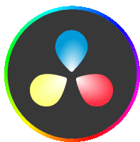 a rainbow colored circle with three different colored drops in it