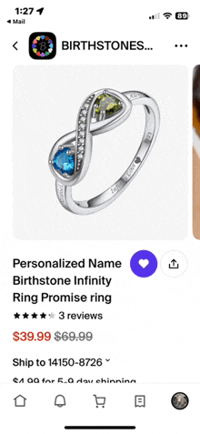 a personalized name birthstone infinity ring promise ring for 39.99