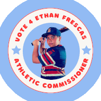 a vote 4 ethan frescas athletic commissioner sticker with a baseball player