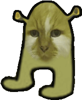 a drawing of a cat with shrek ears