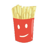 a red container of french fries with a smiling face