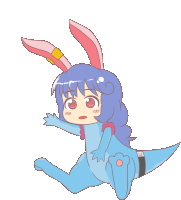 a drawing of a girl with bunny ears and a kangaroo body