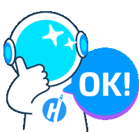 a sticker of an astronaut giving a thumbs up next to an ok speech bubble