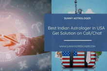 a poster for sunny astrologer shows a person holding a cell phone