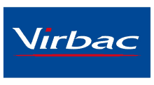 a virbac logo on a blue background with a red stripe