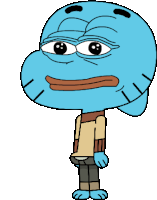 gumball from the amazing world of gumball is wearing a tan shirt