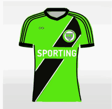 a green and black sports jersey with the word sporting on the front