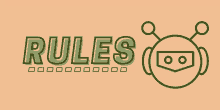 a logo for rules with a robot head