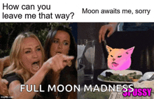 a meme that says how can you leave me that way and moon awaits me sorry full moon madness pussy