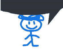 a drawing of a stick figure with a speech bubble behind it