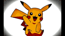 a pikachu with a red tail is sitting on a white surface