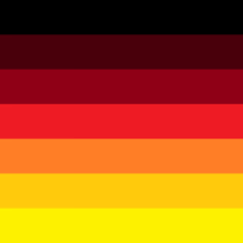 a black , red , orange and yellow flag with a rainbow of colors .