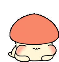 a cartoon illustration of a mushroom with a red hat sitting on the ground .