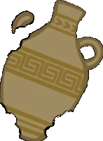 a cartoon drawing of a vase with a greek key pattern