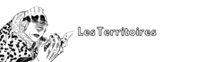 a black and white drawing of a leopard with the words `` les territories '' written on it .