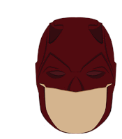 a cartoon drawing of daredevil 's face with a red mask on