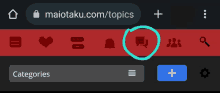 a screenshot of maiotaku.com / topics with a circle around a group of people