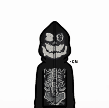 a drawing of a hoodie with a skeleton on the front