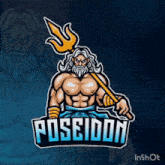 a cartoon of poseidon holding a trident