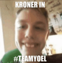 a blurred image of a young boy with the caption kroner in #teamyoel