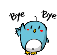 a cartoon penguin says bye bye in black