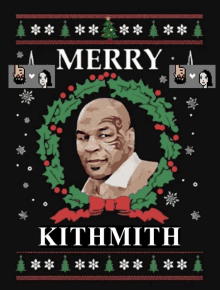 a merry kithsmith sweater with mike tyson in the center